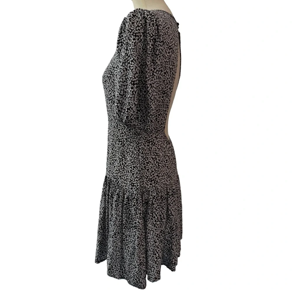 Free People Black and White Backless Puff Sleeve Mini Dress - Picture 9 of 11
